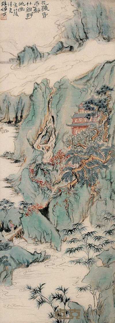 陆俨少 花浓竹细 立轴 73.5×26cm